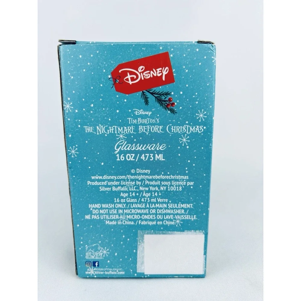 Disney Jack Skellington Christmas Santa Hat Drinking Glass 16 Oz Nightmare‎ Tim